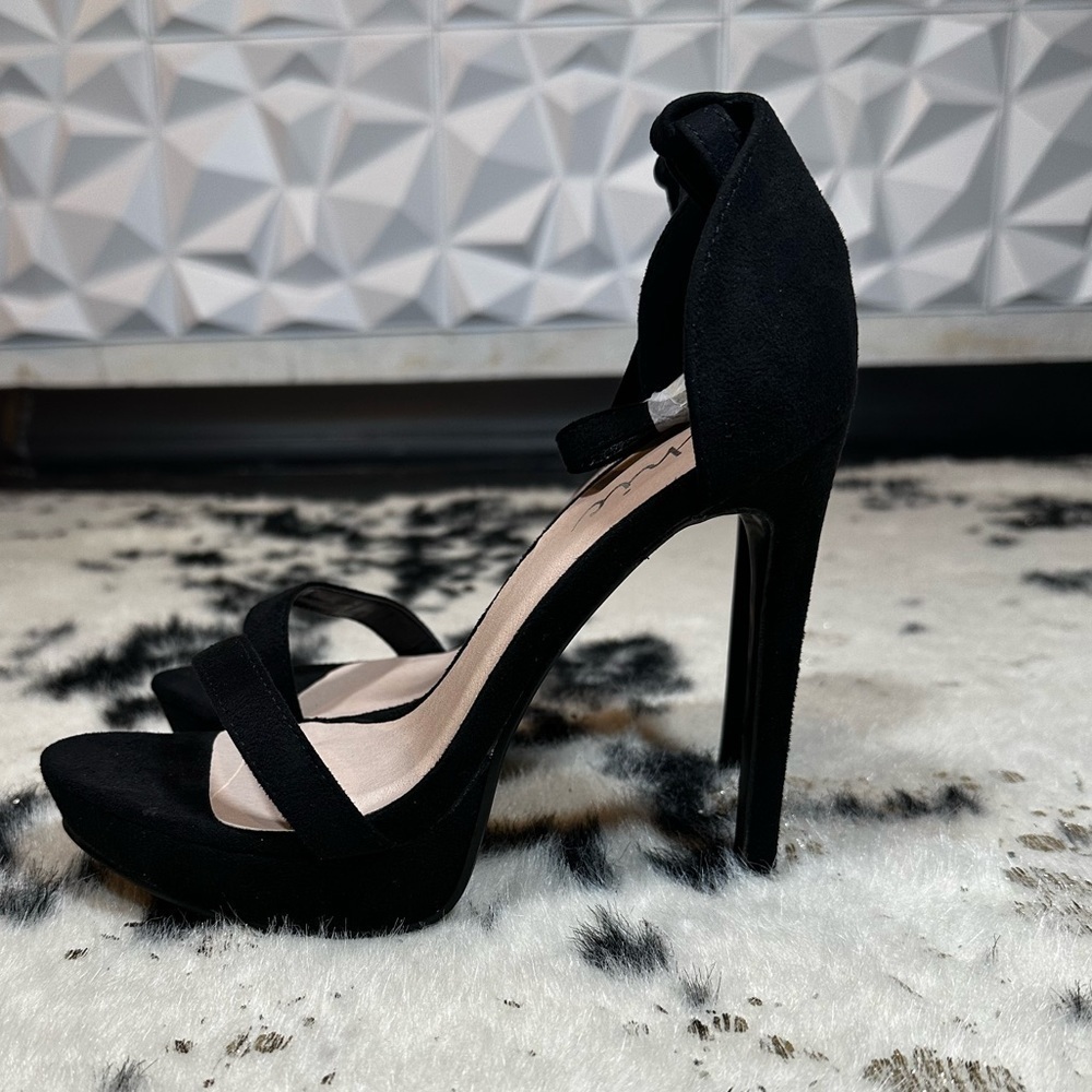 Women’s Black Suede Formal Classic Open Toe Stiletto Platform High Heel